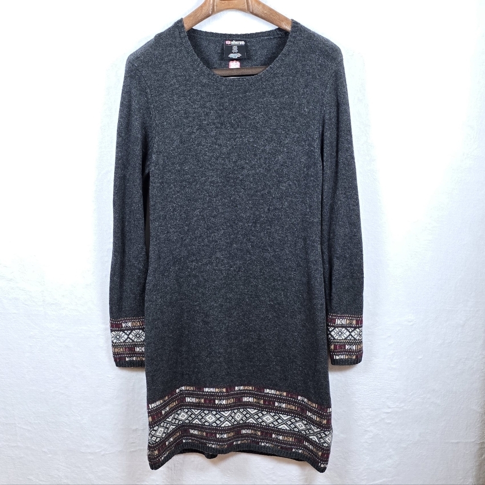 Sherpa Adventure Gear Merino Wool Alpaca Knit Maya Sweater Dress Gray Sz.Large - Picture 2 of 11